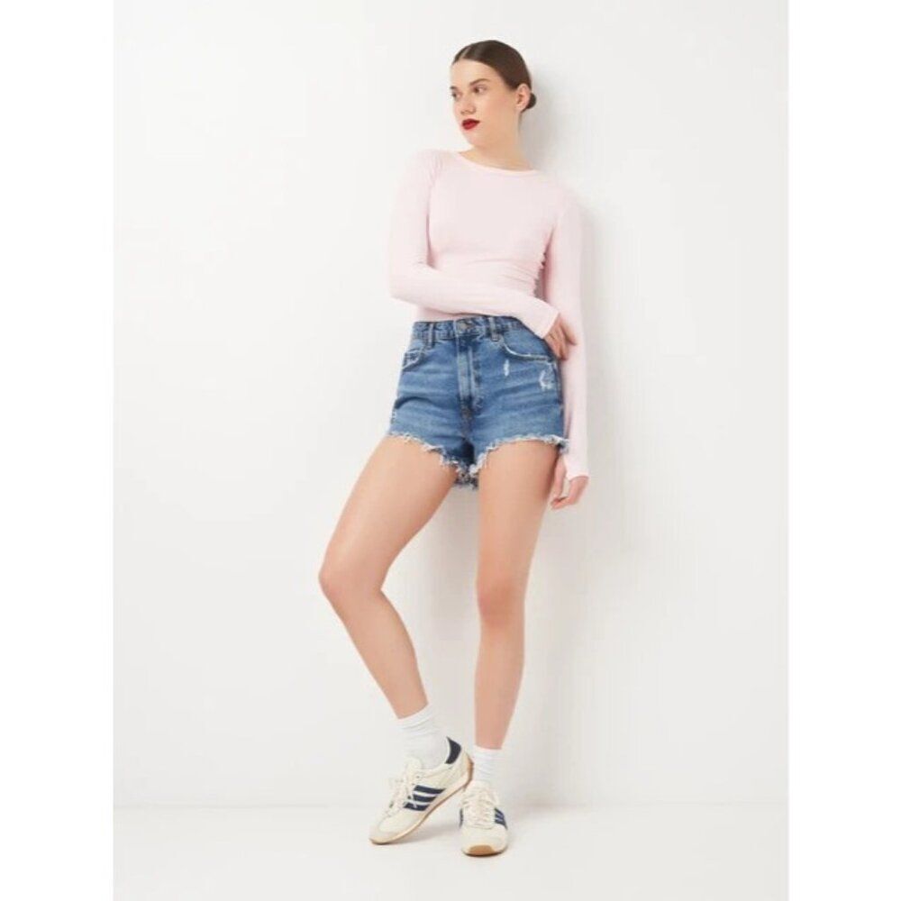Zara Womens The Cut Off Shorts EU 38 US 6 Medium Wash Blue Denim 6840/250 NWT